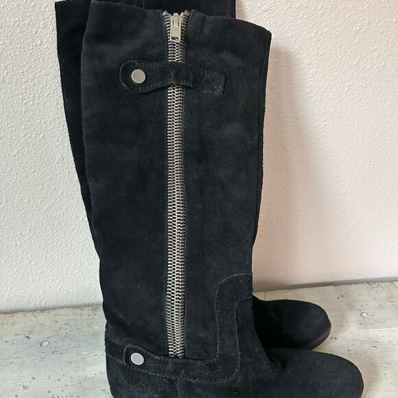 Nine West suede knee high riding boots zippers boho western fall black 6.5 - Picture 3 of 12